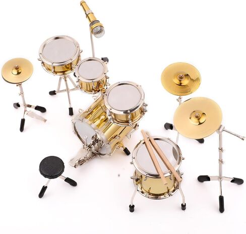 Miniature Drum Set Mini Musical Instrument Drum Set Kit Replica Collectible Figurines Birthday Gifts Music Home Decoration Display Ornament Model (Black) in Kuwait