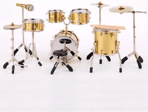 Miniature Drum Set Mini Musical Instrument Drum Set Kit Replica Collectible Figurines Birthday Gifts Music Home Decoration Display Ornament Model (Black) in Kuwait