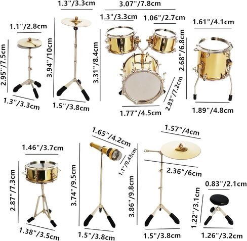 Miniature Drum Set Mini Musical Instrument Drum Set Kit Replica Collectible Figurines Birthday Gifts Music Home Decoration Display Ornament Model (Black) in Kuwait