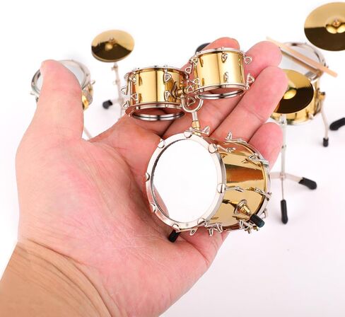 Miniature Drum Set Mini Musical Instrument Drum Set Kit Replica Collectible Figurines Birthday Gifts Music Home Decoration Display Ornament Model (Black) in Kuwait