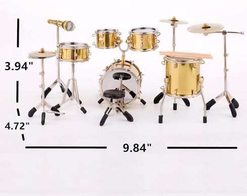 Miniature Drum Set Mini Musical Instrument Drum Set Kit Replica Collectible Figurines Birthday Gifts Music Home Decoration Display Ornament Model (Black) in Kuwait