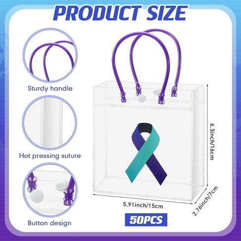 Silkfly 50 PCS الانتحار الوقاية من الأكياس الهدايا أكياس هدايا مع مقبض Teal و PVC PVC Party Form in Saudi Arabia