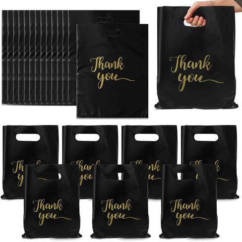 100 Pack Thank You Bags, 9x12 Inch Thank You Merchandise Bags Extra Thick Reusable Plastic Shopping Bag with Handles Goodie Bag for Small Business Retail Boutique Wedding Birthday Party Gifts (Pink) in Saudi Arabia
