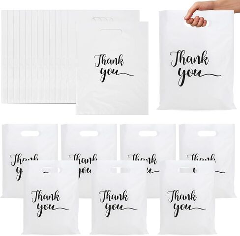 100 Pack Thank You Bags, 9x12 Inch Thank You Merchandise Bags Extra Thick Reusable Plastic Shopping Bag with Handles Goodie Bag for Small Business Retail Boutique Wedding Birthday Party Gifts (Pink) in Saudi Arabia