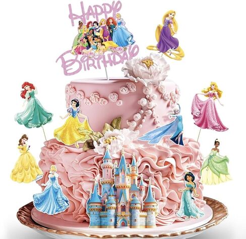 11 Pcs Princess Cake Topper, Fantastic Happy Birthday Cake Decorations, Cute Cake Toppers for Girls in Saudi Arabia