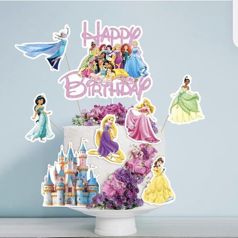 11 Pcs Princess Cake Topper, Fantastic Happy Birthday Cake Decorations, Cute Cake Toppers for Girls in Saudi Arabia