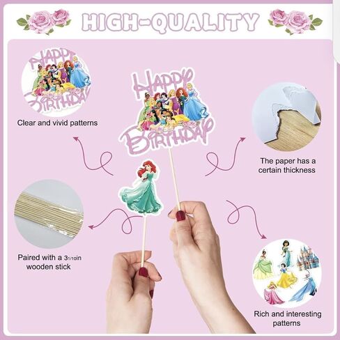 11 Pcs Princess Cake Topper, Fantastic Happy Birthday Cake Decorations, Cute Cake Toppers for Girls in Saudi Arabia