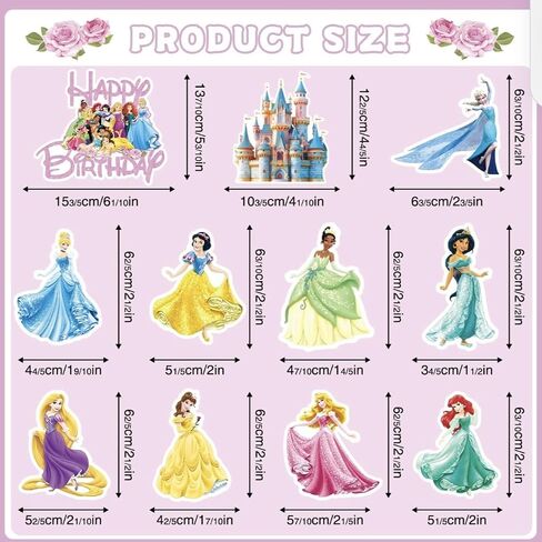 11 Pcs Princess Cake Topper, Fantastic Happy Birthday Cake Decorations, Cute Cake Toppers for Girls in Saudi Arabia