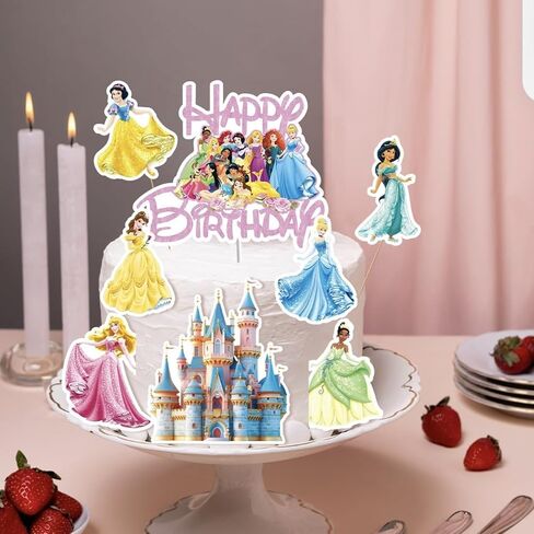 11 Pcs Princess Cake Topper, Fantastic Happy Birthday Cake Decorations, Cute Cake Toppers for Girls in Saudi Arabia