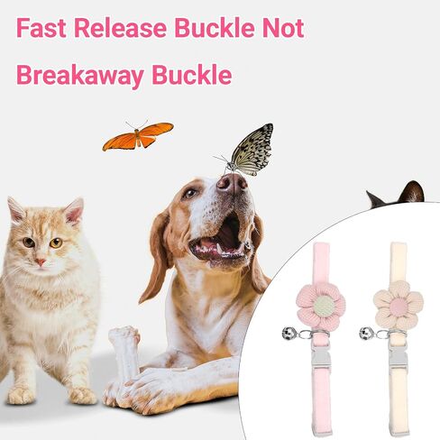 Small Dog Collar with Flower, 2 PCS Puppy Collar Small Dog Collars for Female Dogs Adjustable Cute Dogs Collars with Bell for Girl Boy Little Kitten Pet (Pink, White, XS) in Saudi Arabia