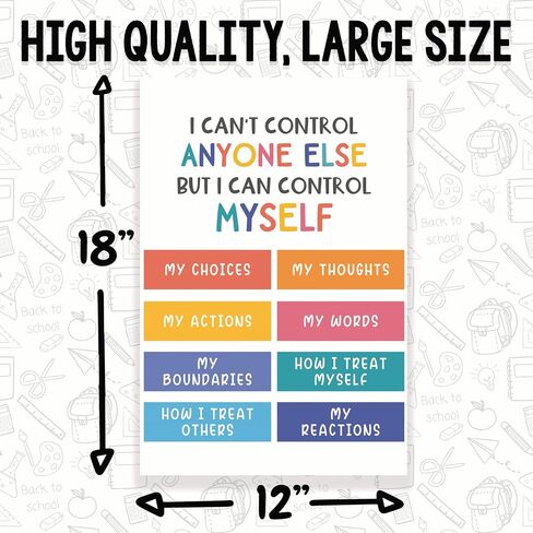 Printlabz I Can't Control Anyone Else But I Can Control Myself Classroom Poster - Self Respect Respect Others - 12 x 18 Inch - Classroom Decor - Classroom Must Haves - Back To School Decor - CPS0133 in Saudi Arabia