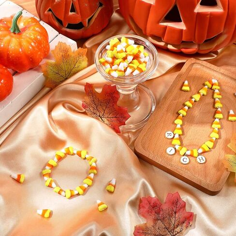 60 PCS Halloween Glass Candy Corn Beads Christmas Peppermint Candy Jewelry Fakey Candy Corn Decorations for Jewelry Making with Stretch Bead Scor in Saudi Arabia