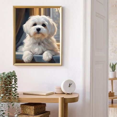 VNUIEHG Adults' Paint by Number Kits, Maltese Dog on Windowsill, Paint by Number Kits on Canvas, DIY Oil Paintings for Adults Beginners Arts and Crafts, 40x50cm No Frame in Saudi Arabia