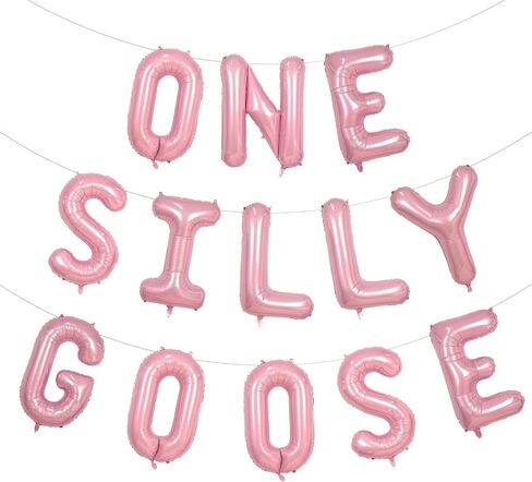 Girl Pink Goose Balloon Banner ، مثيرة للاهتمام زخارف عيد ميلاد أوزة واحدة ، مليئة بقلب البالون الوردي البالون ، يمكن استخدامها في الداخل والخارجية in Saudi Arabia