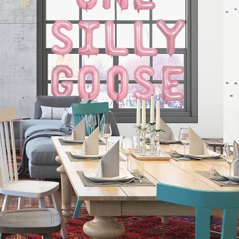 Girl Pink Goose Balloon Banner ، مثيرة للاهتمام زخارف عيد ميلاد أوزة واحدة ، مليئة بقلب البالون الوردي البالون ، يمكن استخدامها في الداخل والخارجية in Saudi Arabia