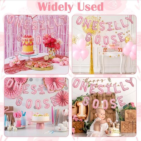 Girl Pink Goose Balloon Banner ، مثيرة للاهتمام زخارف عيد ميلاد أوزة واحدة ، مليئة بقلب البالون الوردي البالون ، يمكن استخدامها في الداخل والخارجية in Saudi Arabia