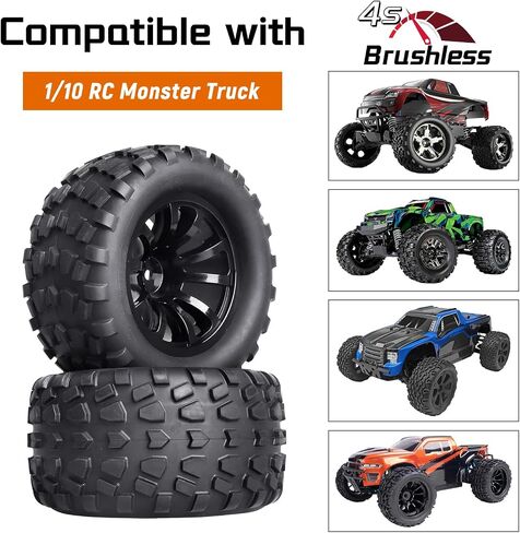إطارات عجلات سداسية 12 مم مسبقًا 1/10 RC Truck متوافقة مع Traxxas Hoss 4x4 Redcat Volcano EPX S30 ， مجموعة من 4 in Saudi Arabia