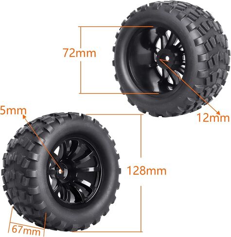 إطارات عجلات سداسية 12 مم مسبقًا 1/10 RC Truck متوافقة مع Traxxas Hoss 4x4 Redcat Volcano EPX S30 ， مجموعة من 4 in Saudi Arabia