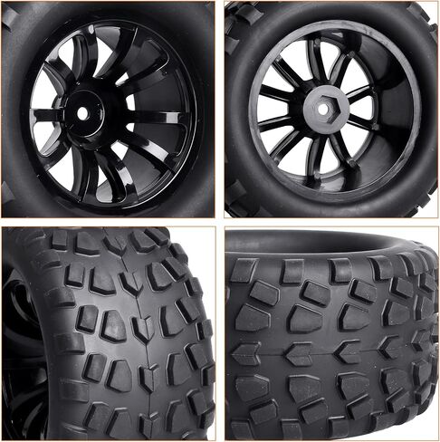 إطارات عجلات سداسية 12 مم مسبقًا 1/10 RC Truck متوافقة مع Traxxas Hoss 4x4 Redcat Volcano EPX S30 ， مجموعة من 4 in Saudi Arabia