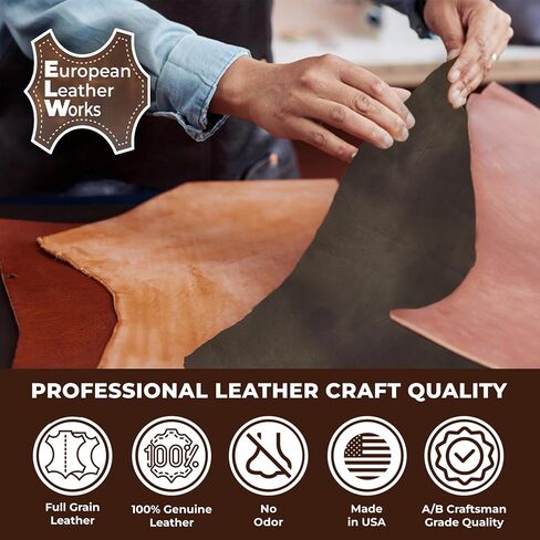 ELW 12-14 oz (4.8-5.6 mm) Bridle Veg Tan Leather Pieces Cowhide |Dark Brown 1-2 SQ FT| Tooling Thick Leather Material Sheets Belts, Straps,Sheath, Holster, Saddle, Remnants, Scraps, Shapes in Kuwait
