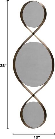 Touch of Class Transitional Allegra Mirrored Wall Art Gold Metal and Glass 10" Wx28 H Pair in Saudi Arabia