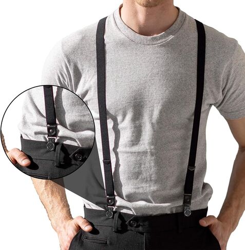 Black Metal Suspender Buttons for Men - No Sew Suspender Clips for Men's Jean Replacement Button, Hat, Pants Clips for Waist Tightener in Saudi Arabia