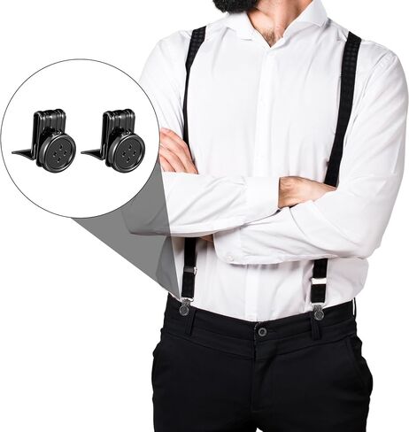 Black Metal Suspender Buttons for Men - No Sew Suspender Clips for Men's Jean Replacement Button, Hat, Pants Clips for Waist Tightener in Saudi Arabia
