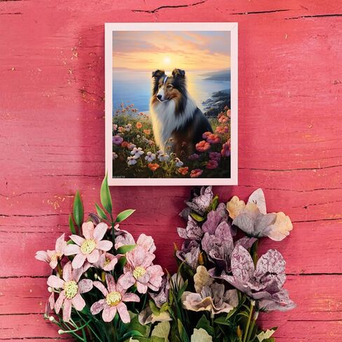 Wuivctr DIY Paint بأرقام على القماش ، Sheltie في Lakeside Sunrise ، DIY Canvas الطلاء الزيت للبالغين لديكور Craft Office Arts ، 40x50 سم in Saudi Arabia