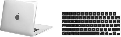 MOSISO Compatible with MacBook Air 15 inch Case 2023 Release A2941 M2 Chip, Protective Plastic Hard Shell Case Cover&Keyboard Cover Skin, Crystal Clear & Black in Saudi Arabia