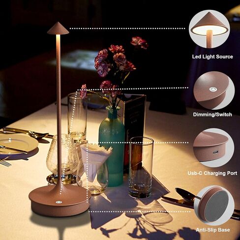 Cordless Table Lamps Rechargeable, LED Desk Lamp 4000mAh Battery Operated Outdoor Waterproof Portable Touch Dimmable Table Light for Patio/Restaurant/Bar/Indoor (Black-2PC) in Saudi Arabia