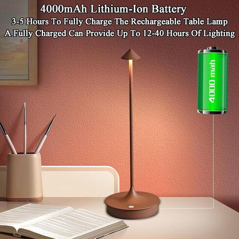 Cordless Table Lamps Rechargeable, LED Desk Lamp 4000mAh Battery Operated Outdoor Waterproof Portable Touch Dimmable Table Light for Patio/Restaurant/Bar/Indoor (Black-2PC) in Saudi Arabia
