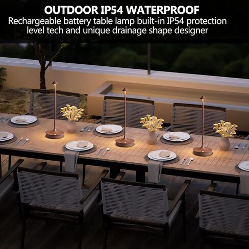 Cordless Table Lamps Rechargeable, LED Desk Lamp 4000mAh Battery Operated Outdoor Waterproof Portable Touch Dimmable Table Light for Patio/Restaurant/Bar/Indoor (Black-2PC) in Saudi Arabia