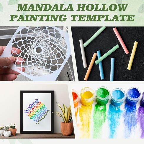 16 Pcs 5.9x5.9 inch Reusable Mandala Stencils for Painting, Large Mandala Floral Dot Painting Templates Stencils for DIY Crafts Home Decor on Rocks Wood Wall Floor Furniture in Saudi Arabia