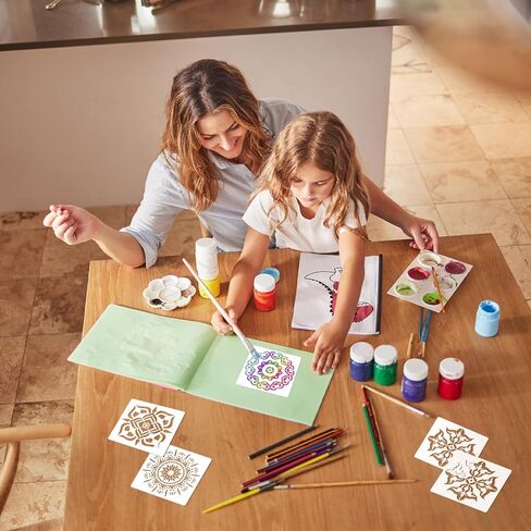 16 Pcs 5.9x5.9 inch Reusable Mandala Stencils for Painting, Large Mandala Floral Dot Painting Templates Stencils for DIY Crafts Home Decor on Rocks Wood Wall Floor Furniture in Saudi Arabia
