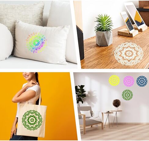16 Pcs 5.9x5.9 inch Reusable Mandala Stencils for Painting, Large Mandala Floral Dot Painting Templates Stencils for DIY Crafts Home Decor on Rocks Wood Wall Floor Furniture in Saudi Arabia