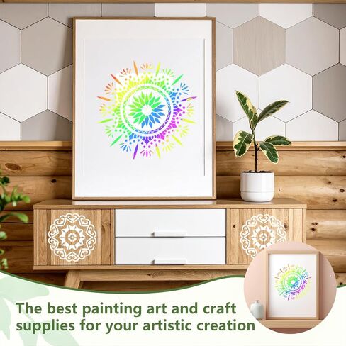 16 Pcs 5.9x5.9 inch Reusable Mandala Stencils for Painting, Large Mandala Floral Dot Painting Templates Stencils for DIY Crafts Home Decor on Rocks Wood Wall Floor Furniture in Saudi Arabia