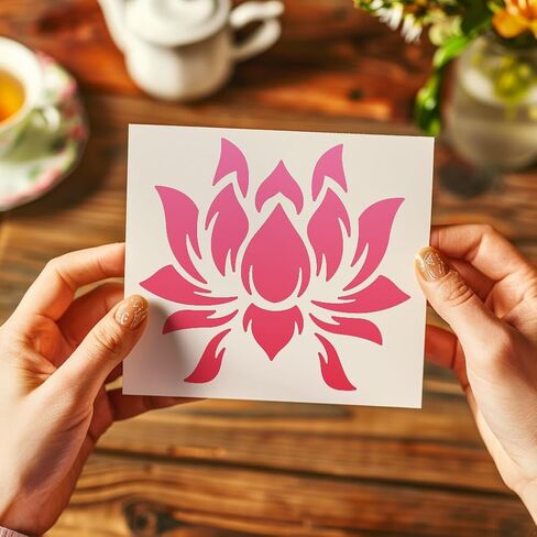 Mayjoydiy 9 Styles Lotus Flower Stencils Water Lily Stencil 7.8x7.8inch Lotus stencil للطلاء مع قوالب نباتية طبيعية للطبيعة للحرف على Wood Wood Gall Decor in Kuwait