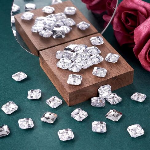 PANDAHALL 100PCS 2 ثقب أكريليك بلوري واضحة النطق الأزرار خياطة خياطة أزرار المجوهرات سكرابوكينغ أوكتانجل 0.43x0.43 بوصة ثقب الوجه: 1 ملم in Saudi Arabia