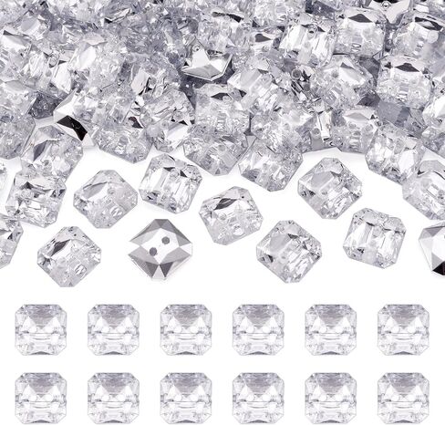 PANDAHALL 100PCS 2 ثقب أكريليك بلوري واضحة النطق الأزرار خياطة خياطة أزرار المجوهرات سكرابوكينغ أوكتانجل 0.43x0.43 بوصة ثقب الوجه: 1 ملم in Saudi Arabia