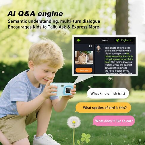 Kids WiFi AI Camera Camcorder- مرح كاميرا التعلم الرقمي مع التعرف على الكائنات ، وعضوية الذكاء الاصطناعي ، 11 معلم منظمة العفو الدولية ، لعبة متعددة اللغات- عيد ميلاد للأولاد الذين تتراوح أعمارهم بين 3 و 9 سنوات (وردي) in Saudi Arabia
