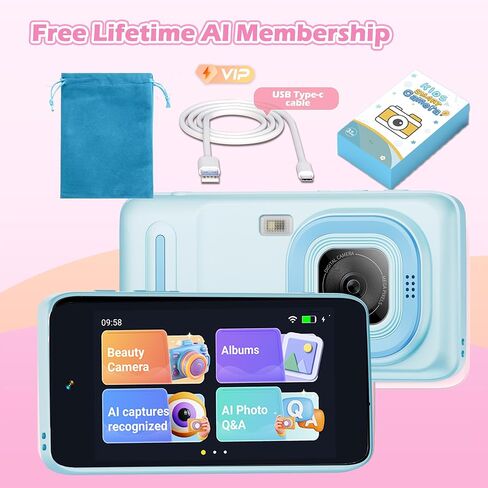 Kids WiFi AI Camera Camcorder- مرح كاميرا التعلم الرقمي مع التعرف على الكائنات ، وعضوية الذكاء الاصطناعي ، 11 معلم منظمة العفو الدولية ، لعبة متعددة اللغات- عيد ميلاد للأولاد الذين تتراوح أعمارهم بين 3 و 9 سنوات (وردي) in Saudi Arabia