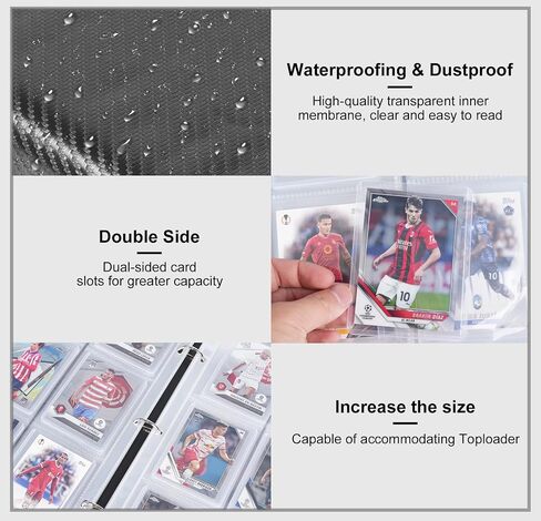 Card Binder 9 Pocket - Top Loader Binder Holds 360 Toploaders, PU Leather Cover, Removable 3-Rings Transparent Inner Page for Trading Cards or Sports Cards in Saudi Arabia