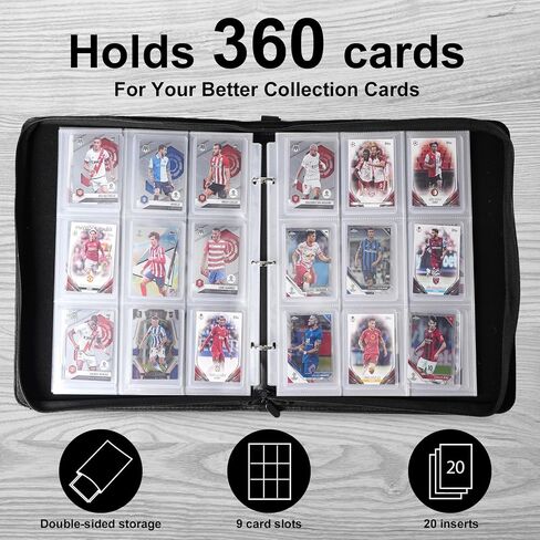 Card Binder 9 Pocket - Top Loader Binder Holds 360 Toploaders, PU Leather Cover, Removable 3-Rings Transparent Inner Page for Trading Cards or Sports Cards in Saudi Arabia