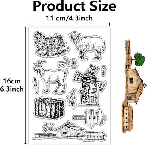 CRASPIRE Farms Clear Stamps Hens Sheep Goats Windmills Retro Transparent Silicone Stamp Seals for Handmade Photo Album Journaling Card Making Notebook Decor DIY Scrapbooking Film Frame in Saudi Arabia