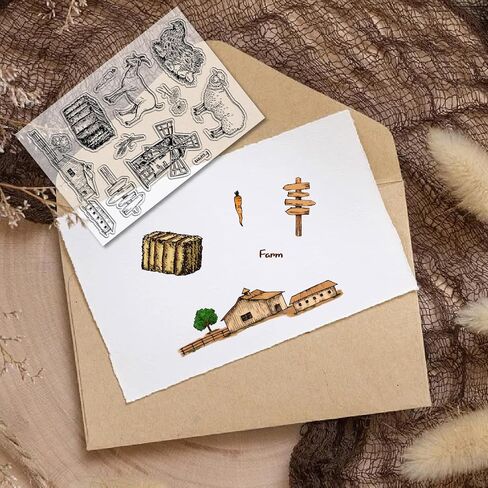 CRASPIRE Farms Clear Stamps Hens Sheep Goats Windmills Retro Transparent Silicone Stamp Seals for Handmade Photo Album Journaling Card Making Notebook Decor DIY Scrapbooking Film Frame in Saudi Arabia