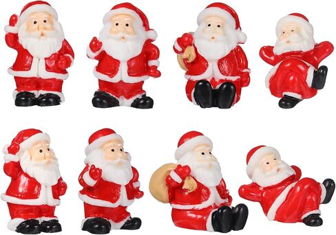 Housoutil Santa Claus 12pcs Mini Christmas الحلي ، تماثيل الراتنج الأحمر لديكور حديقة دمية DIY in Kuwait