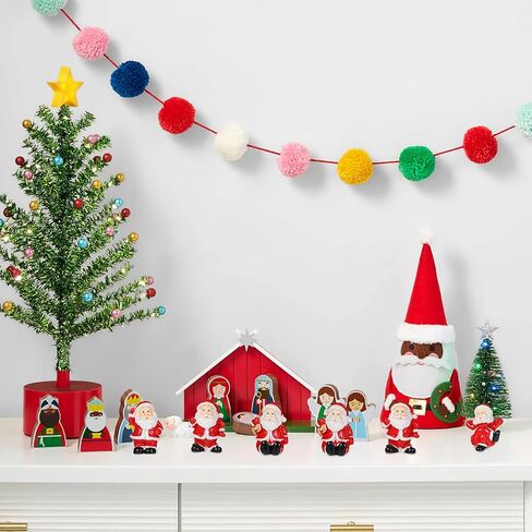 Housoutil Santa Claus 12pcs Mini Christmas الحلي ، تماثيل الراتنج الأحمر لديكور حديقة دمية DIY in Kuwait