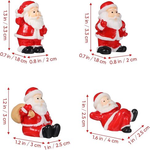 Housoutil Santa Claus 12pcs Mini Christmas الحلي ، تماثيل الراتنج الأحمر لديكور حديقة دمية DIY in Kuwait