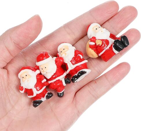 Housoutil Santa Claus 12pcs Mini Christmas الحلي ، تماثيل الراتنج الأحمر لديكور حديقة دمية DIY in Kuwait