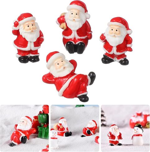 Housoutil Santa Claus 12pcs Mini Christmas الحلي ، تماثيل الراتنج الأحمر لديكور حديقة دمية DIY in Kuwait